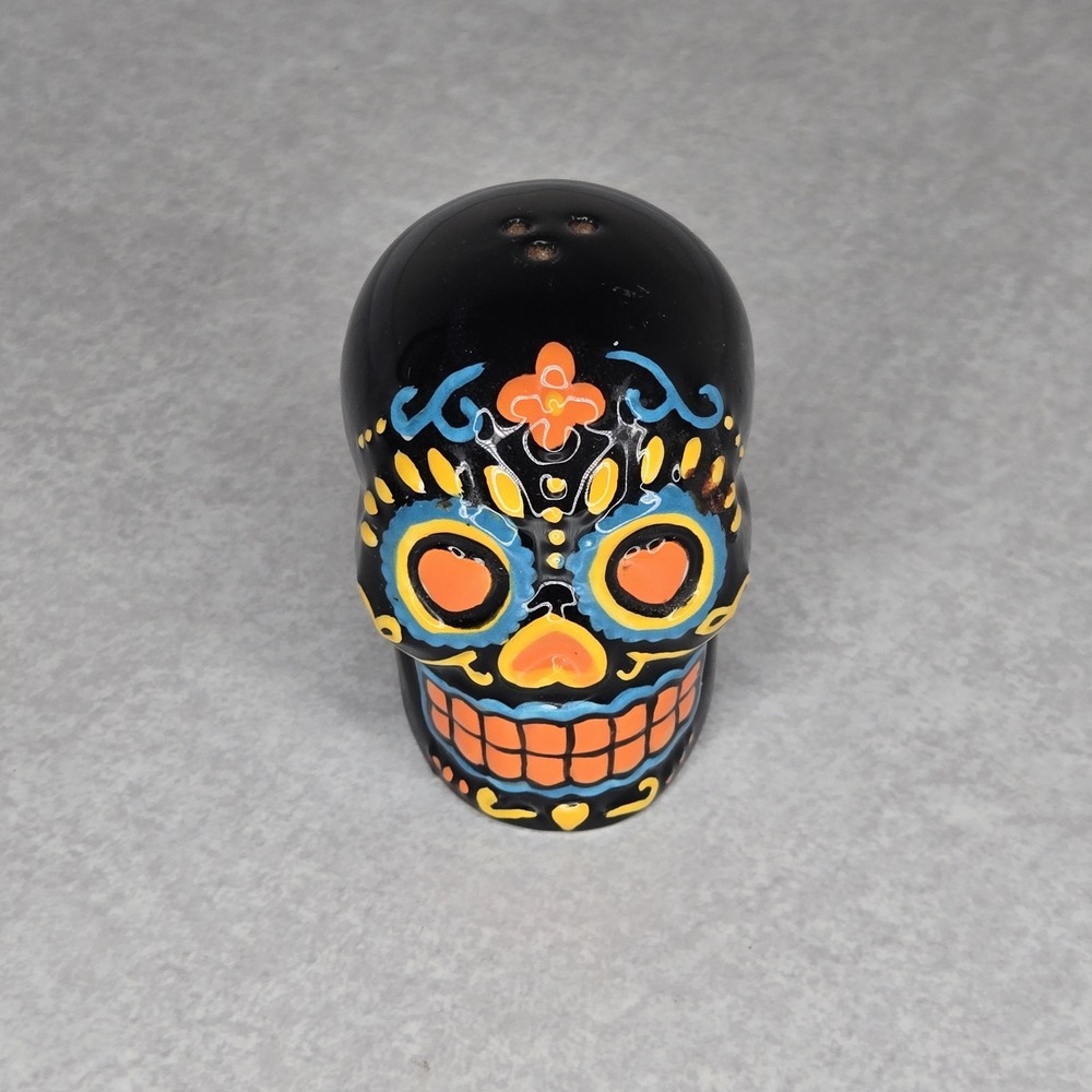 Vintage Hallmark Day of the Dead Salt Shakers 2.5"‎ Black Hallowee